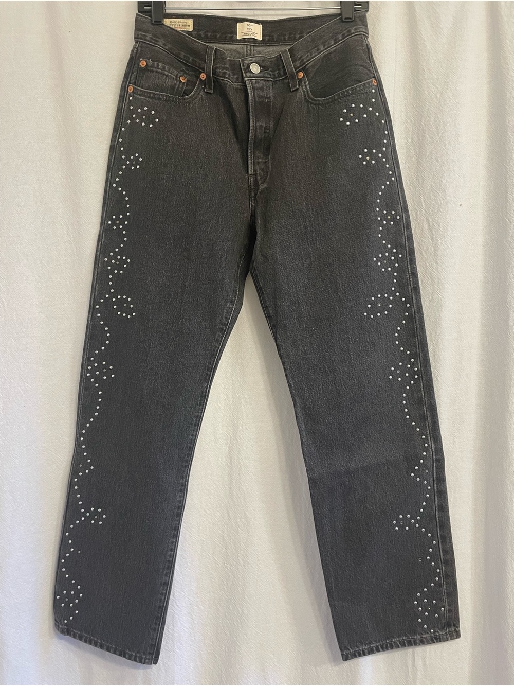 Levi's Black Straight Leg Jeans with Studded Side Detail